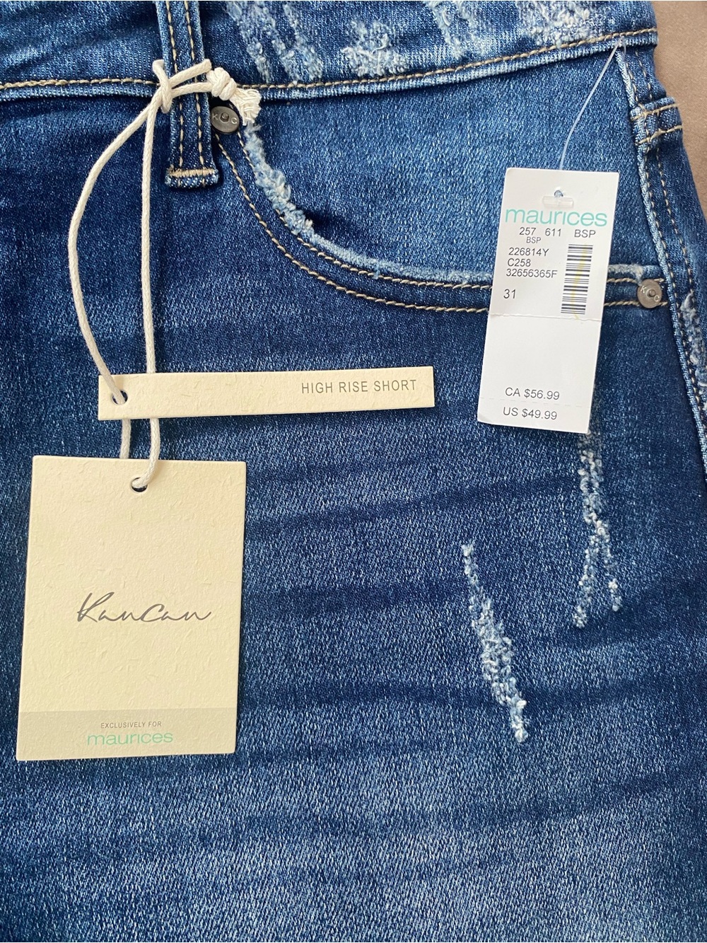 KanCan Dark Blue Distressed Denim Cutoff Shorts NWT - Picture 5 of 10